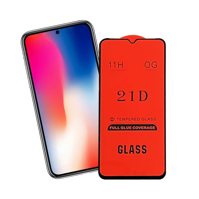 Hot sale high quality and low price 21D mobile phone full sticker tempered glass film 21d screen protector 